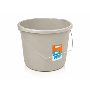 OBI vödör 10 l greige műanyag fém fogantyúval háztartási takarításhoz.