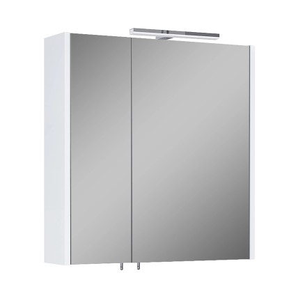 Roca Cheese 2.0 tükrös szekrény konnektorral LED-világítással 2 ajtós 60cm fehér