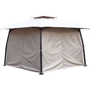 Szürke Granisle pavilon 327x328 cm acélvázzal és oldalfalakkal.
