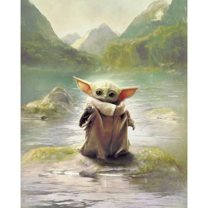 Komar nemszőtt fotótapéta Star Wars The Mandalorian Grogu Landscape zöld
