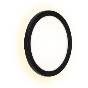 Kerek, fekete Brilo LED kültéri lámpa Frankfurt, Ø 21 cm, falra szerelhető. Modern kültéri fali lámpa.