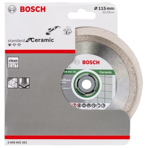 Bosch Standard gyémánt vágótárcsa csempéhez, 115 mm átmérő, sarokcsiszolókhoz.