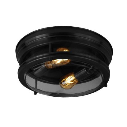 Searchlight Glasgow két foglalatos fekete mennyezeti lámpa átlátszó üveggel E27