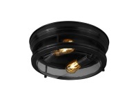 Searchlight Glasgow két foglalatos fekete mennyezeti lámpa átlátszó üveggel E27