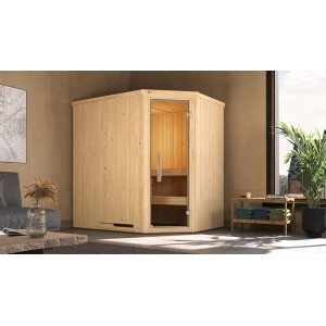 Weka Elementsauna Varberg 1 szett üvegajtóval, lucfenyőből, 4,5 kW-os kályhával és tartozékokkal.