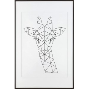 Fekete műanyag képkeret 62x93 cm, geometrikus zsiráf képpel.