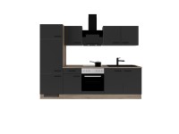 Flex-Well Exclusiv minikonyha Capri 270 cm matt fekete Endgrain tölgy Flex-Well Exclusiv minikonyha Capri 270 cm matt fekete Endgrain tölgy