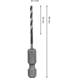 Bosch Pro Metal HSS-G spirálfúró, 2 mm, hatszögletű szárral, fémmegmunkáláshoz.