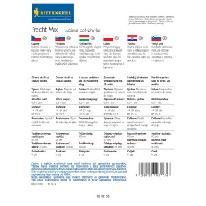 Pracht-Mix Lupinus polyphyllus (t.b.t.) vetőmag csomag vetési, gondozási és betakarítási útmutatóval.