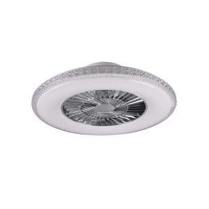 Fehér LED mennyezeti lámpa ventilátorral. Modern mennyezeti lámpa beltéri használatra.