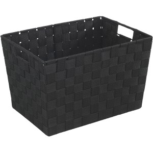 Fekete Wenko Adria tárolókosár M méretben, szőtt műanyagból.