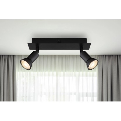 Globo Drew spotlámpa 2 izzós fekete matt 250 mm x 60 mm x 90 mm