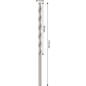 Bosch Pro Metal HSS-G spirálfúró, 4 mm átmérő, ezüst színű.
