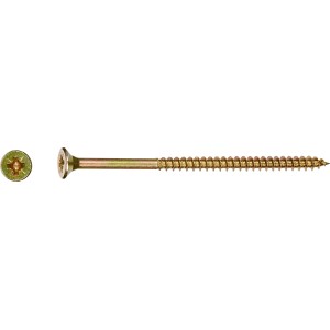 Sárga horganyzott LUX forgácslap csavar, süllyesztett fej, PZ meghajtás, Ø 5 x 100 mm.