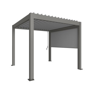 Biohort pergola kvarc szürke-metál színű napvédő rolóval. Ideális teraszra és kertbe.