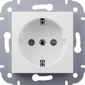 Fehér Elektromaterial Vilma védőérintkezős aljzat rögzítőkerettel.