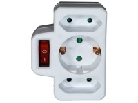 Földeletlen elosztó 2x euró 1x földelt aljzat kapcsolóval fehér