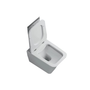 Fehér fali WC szett nyitott fedéllel, felülnézet.