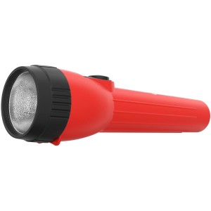 Piros Energizer LED zseblámpa bordázott felülettel és nyomógombos kapcsolóval.