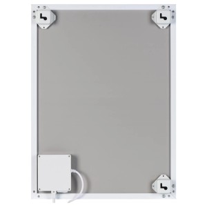 A fehér Infrae Smart & Easy 500W fűtőpanel hátulnézete termosztáttal és fali tartóval.