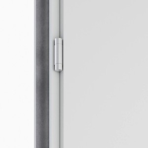 Fém bejárati ajtó Iris fehér színben inox csíkkal 207 cm x 100 cm bal