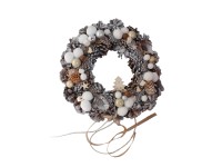 Adventi ajtódísz 30 cm fehér - szürke