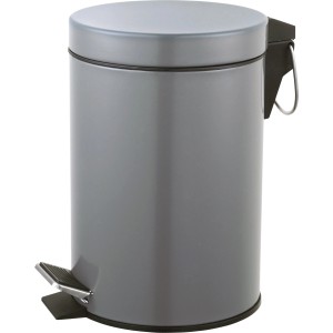 Szürke CMI pedálos szemetes, 3 l, rozsdamentes acélból, fürdőszobába vagy WC-be. Kozmetikai szemetes pedálos funkcióval.
