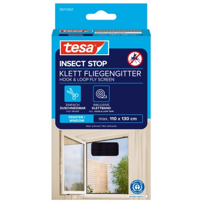 Tesa Insect Stop szúnyogháló Standard tépőzárral 130 cm x 110 cm antracitszürke