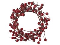 Karácsonyi drótkoszorú 21 cm barna - piros bogyókkal