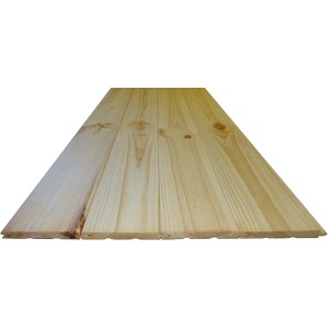 Kezeletlen fózolt profilú deszka B-minőség, 11x96x2000 mm, világos fenyőfából.