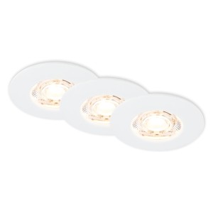 3 db-os Briloner LED süllyesztett spotlámpa szett fürdőszobába, IP44, meleg fehér fény, fehér burkolat.