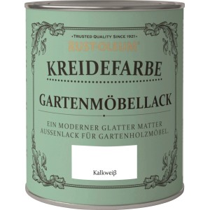 Rust-Oleum krétafesték kerti bútorokhoz, krétás fehér színben, kültéri használatra alkalmas.