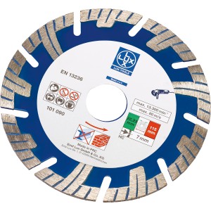 LUX gyémánt vágótárcsa, 115 mm, szegmentált, sarokcsiszolókhoz, kő vágásához.