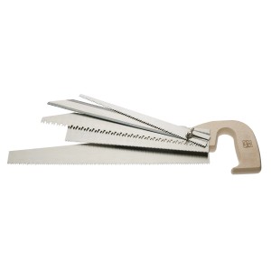 LUX-TOOLS fa lyukfűrész 5 részes fa nyéllel és különböző fűrészlapokkal.