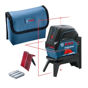 Bosch Professional GCL 2-15 vonalas lézer készlet táskával, céltáblával és elemekkel.