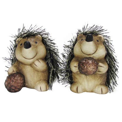 Kerámia sün szövettel 7,5 cm barna