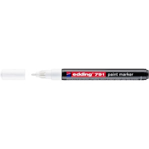 Edding 791 festékmarker, fehér, levett kupakkal.