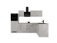 Flex-Well Exclusiv sarokkonyha Lund 280 x 170 cm fényes v.szürke-füstszürke