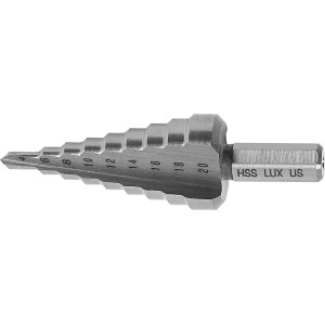 LUX Comfort lépcsős fúró, 4-20 mm, precíz fúráshoz fémbe, műanyagba és fába.