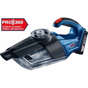Bosch Professional GAS 18 V-1 akkus kézi porszívó (akku nélkül) kék és fekete színben.