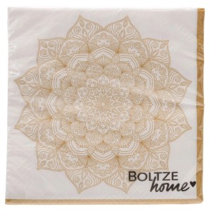 Boltze Mandala szalvéták, 20 darab, papír, arany-fehér mandala mintával.