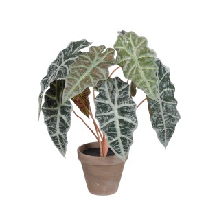 Mica Decorations Alocasia műnövény cserépben, zöld, 44 cm magas. Dekoratív elefántfül növény.