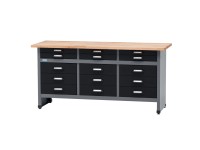 Küpper munkapad 15 fiókkal 84 cm x 170 cm x 60 cm fekete-világosszürke
