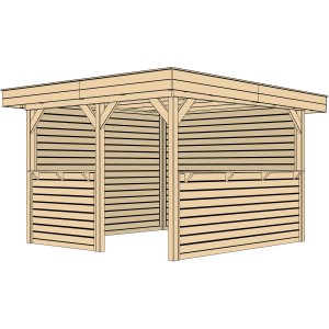 Weka Rimini kerti pavilon lapostetővel, 349x360 cm, ideális kerti partikhoz és szélvédelemhez.