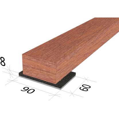 GS Terraz Gumi Alátét (48 db) fa gerenda alatt, 8x60x90 mm, alumínium kasírozással teraszburkolathoz.