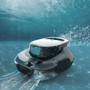 AI medence robot tisztítás közben a víz alatt. t.b.t. medence robot.