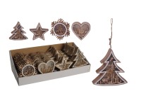 Felakasztható LED karácsonyfadísz figura barna - fehér négy kivitelben