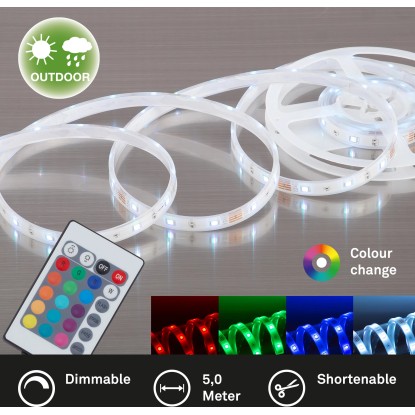 Briloner rugalmas 150 LED-es szalag távirányítóval kültéri 5 m színváltós