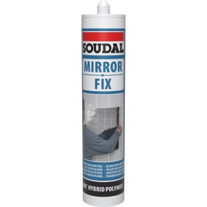 Soudal Mirror Fix, fehér, 290 ml-es patron, ragasztó és tömítőanyag beltéri tükrökhöz.