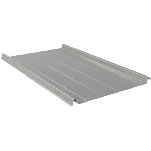 Ezüstszürke Esthetica trapézlemez, 1750x500 mm, 0,5 mm vastag, tetőfedéshez.